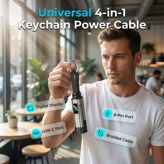 2026 New🎉4-in-1 Digital Display Keychain Charging Cable