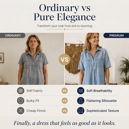 👗 50% OFF NOW! 👖 Casual Pocket Denim Midi Shirt Dress – Soft denim & relaxed fit – Functional pockets, perfect for everyday casual – comfortable and versatile ✨🌸