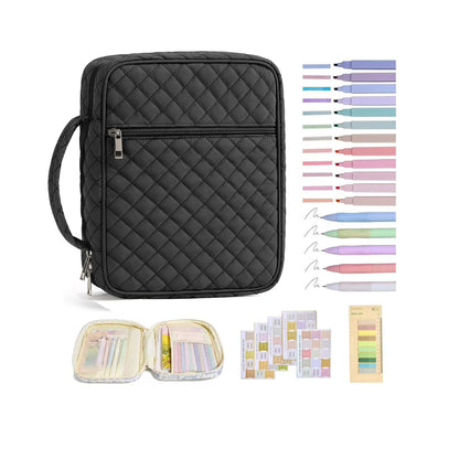 【Your Exclusive Discount】Bible Cover Case for Women Large Bible Bag, Bible Study Supplies Journaling Kit Quilted Church Bag with Handle, Puffer Carrying Case w/Tabs Accessories Easter Mothers Day Christian Gifts for Women Mom