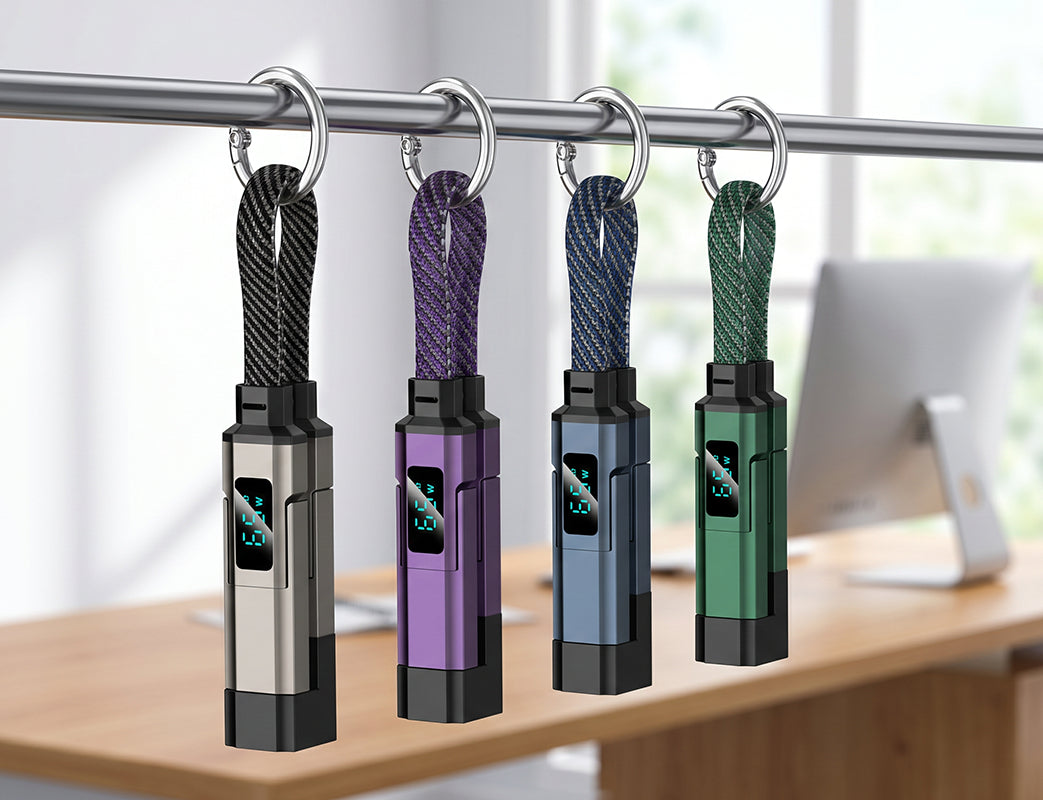 2026 New🎉4-in-1 Digital Display Keychain Charging Cable