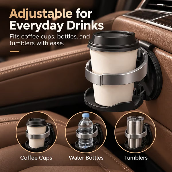 🚗 Universal Foldable Car Cup Holder with Hook – Space-Saving Drink Organizer for Bottles, Coffee Cups & Tumblers ✨