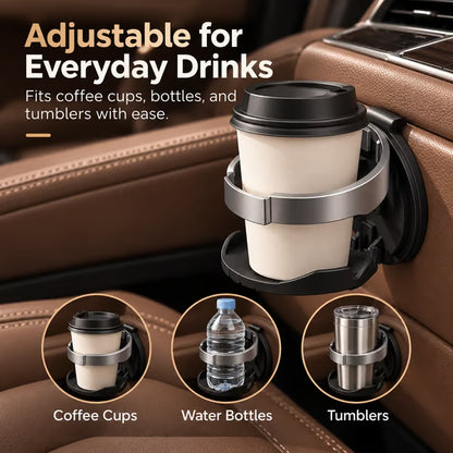 🚗 Universal Foldable Car Cup Holder with Hook – Space-Saving Drink Organizer for Bottles, Coffee Cups & Tumblers ✨