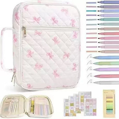 【Your Exclusive Discount】Bible Cover Case for Women Large Bible Bag, Bible Study Supplies Journaling Kit Quilted Church Bag with Handle, Puffer Carrying Case w/Tabs Accessories Easter Mothers Day Christian Gifts for Women Mom