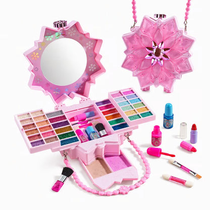 👑 50% OFF! ✨ Washable Kids Princess Makeup Toy Set – Safe Non-Irritating Formula, Expandable Revolving Trays & Portable Shoulder Handbag Case – Perfect Gift for Girls 🎀