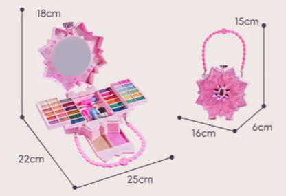 👑 50% OFF! ✨ Washable Kids Princess Makeup Toy Set – Safe Non-Irritating Formula, Expandable Revolving Trays & Portable Shoulder Handbag Case – Perfect Gift for Girls 🎀