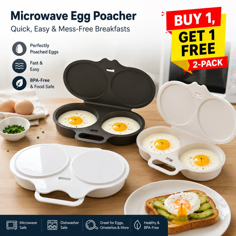 [BUY 1 GET 1 FREE]🎁-🍳 Microwave Egg Poacher for Quick and Easy Breakfasts