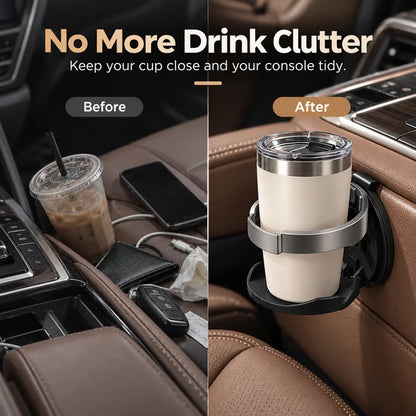 🚗 Universal Foldable Car Cup Holder with Hook – Space-Saving Drink Organizer for Bottles, Coffee Cups & Tumblers ✨