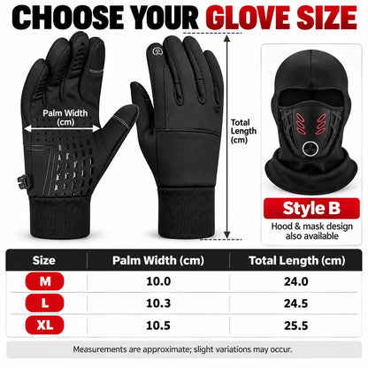 Winter Balaclava Face Mask and Touchscreen Gloves Set for Men and Women, Full-Coverage Hood with Warm Fleece-Lined Anti-Slip Gloves for Cycling, Running and Outdoor Activities