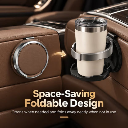 🚗 Universal Foldable Car Cup Holder with Hook – Space-Saving Drink Organizer for Bottles, Coffee Cups & Tumblers ✨